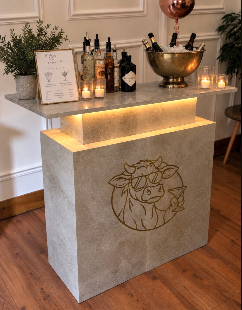 Dizzy Cow mobile cocktail bar setup
